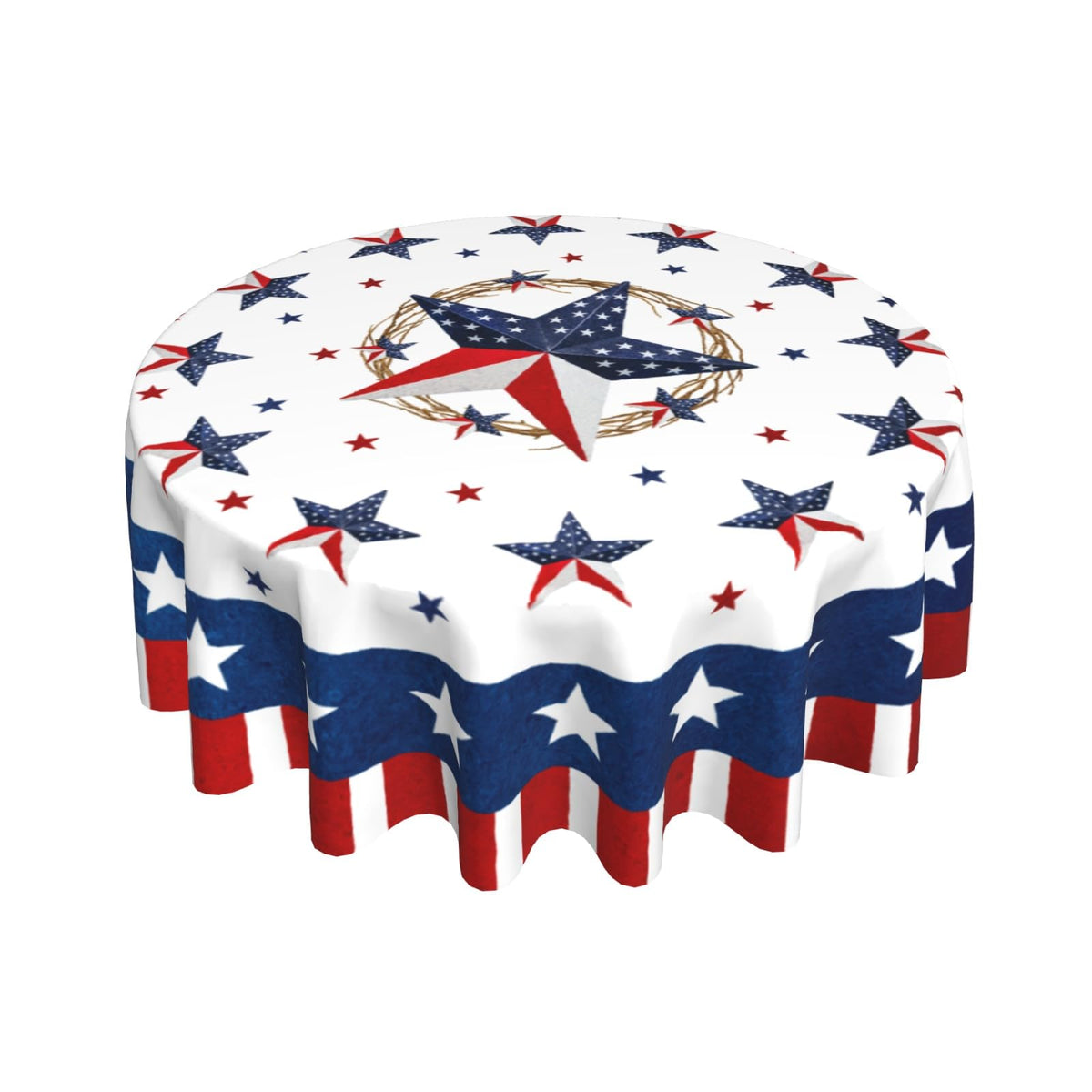 Blue and White Chinoiserie Round Tablecloth, 60 Inch