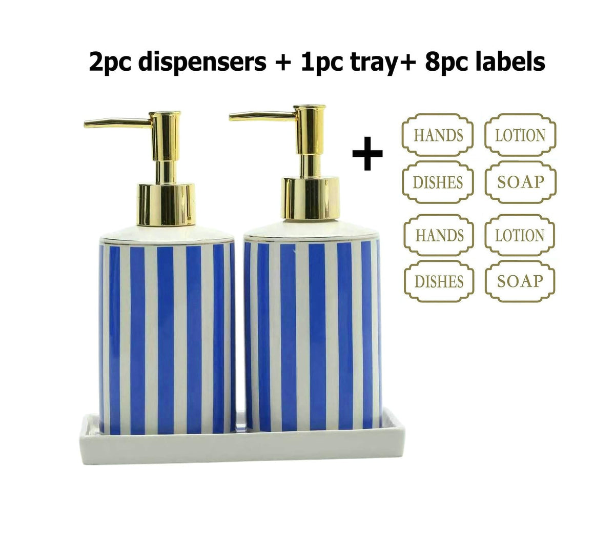 Blue and White Chinoiserie Bathroom Set, 4 Pieces