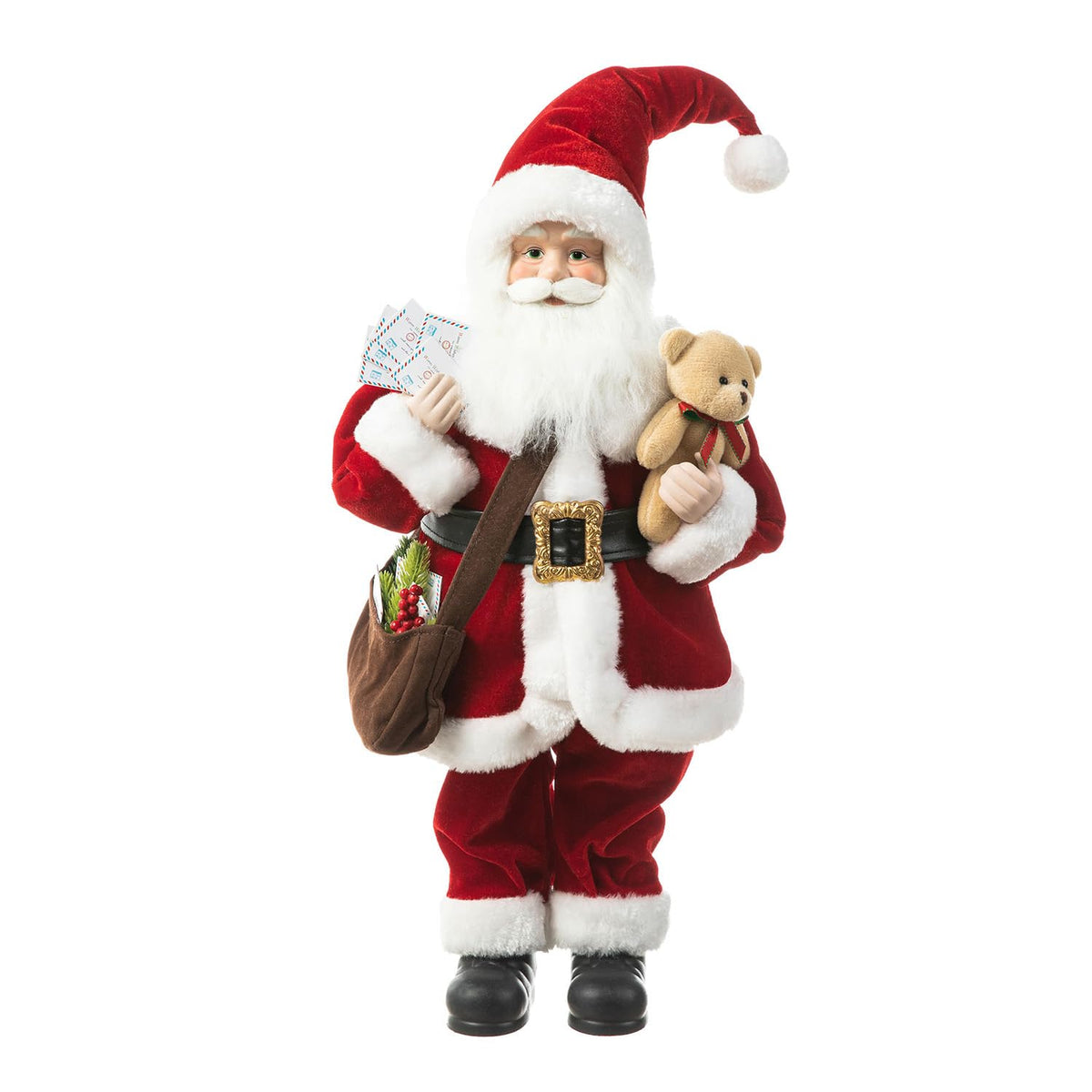 Blue Velvet Santa Figurine, 18 Inch