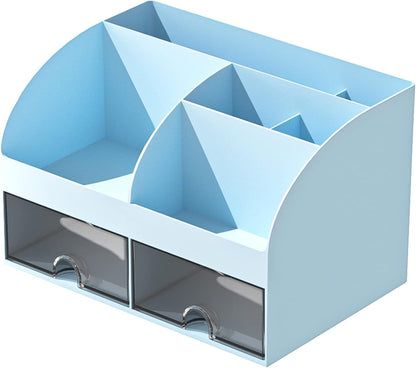 Blue Desk Organizer with 2 Drawers