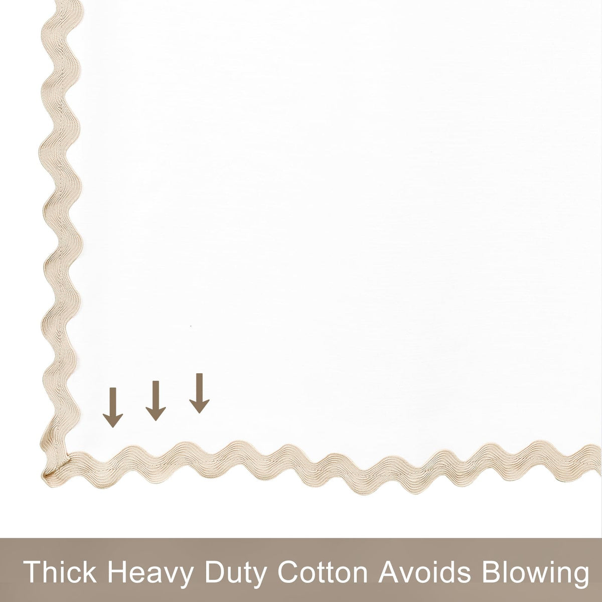 Scalloped Cotton Shower Curtain, White and Blue