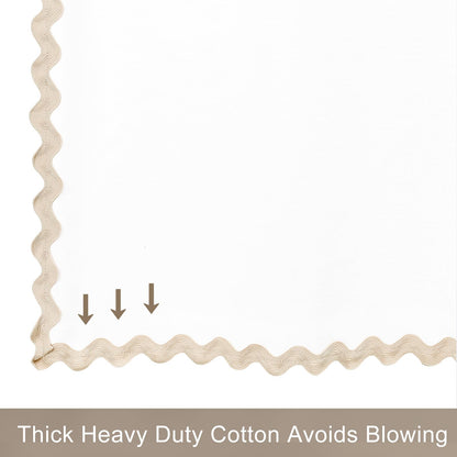 Scalloped Cotton Shower Curtain, White and Blue