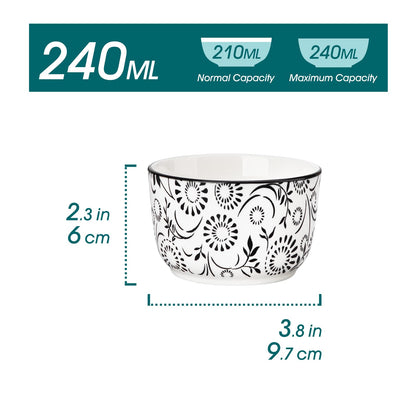 Floral Ceramic Ramekins, Set of 6