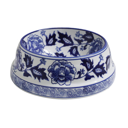 Hand-Painted Blue and White Ceramic Pet Bowl