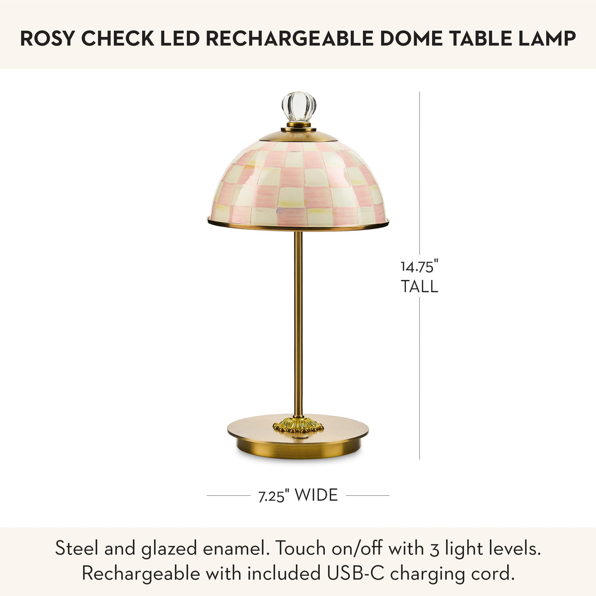 MacKenzie-Childs LED Dome Table Lamp, Sky Check