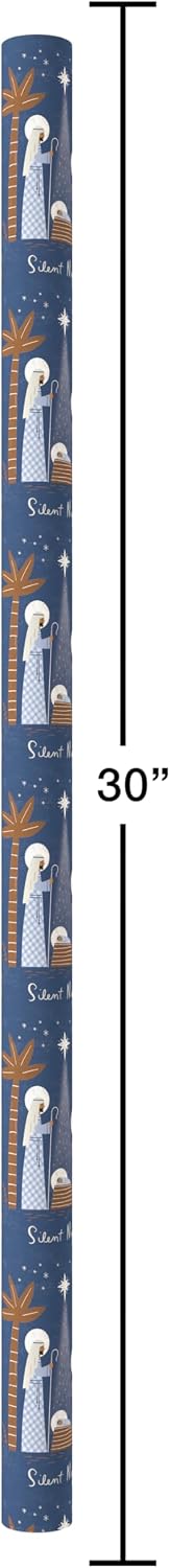 Navy and White Nativity Christmas Wrapping Paper