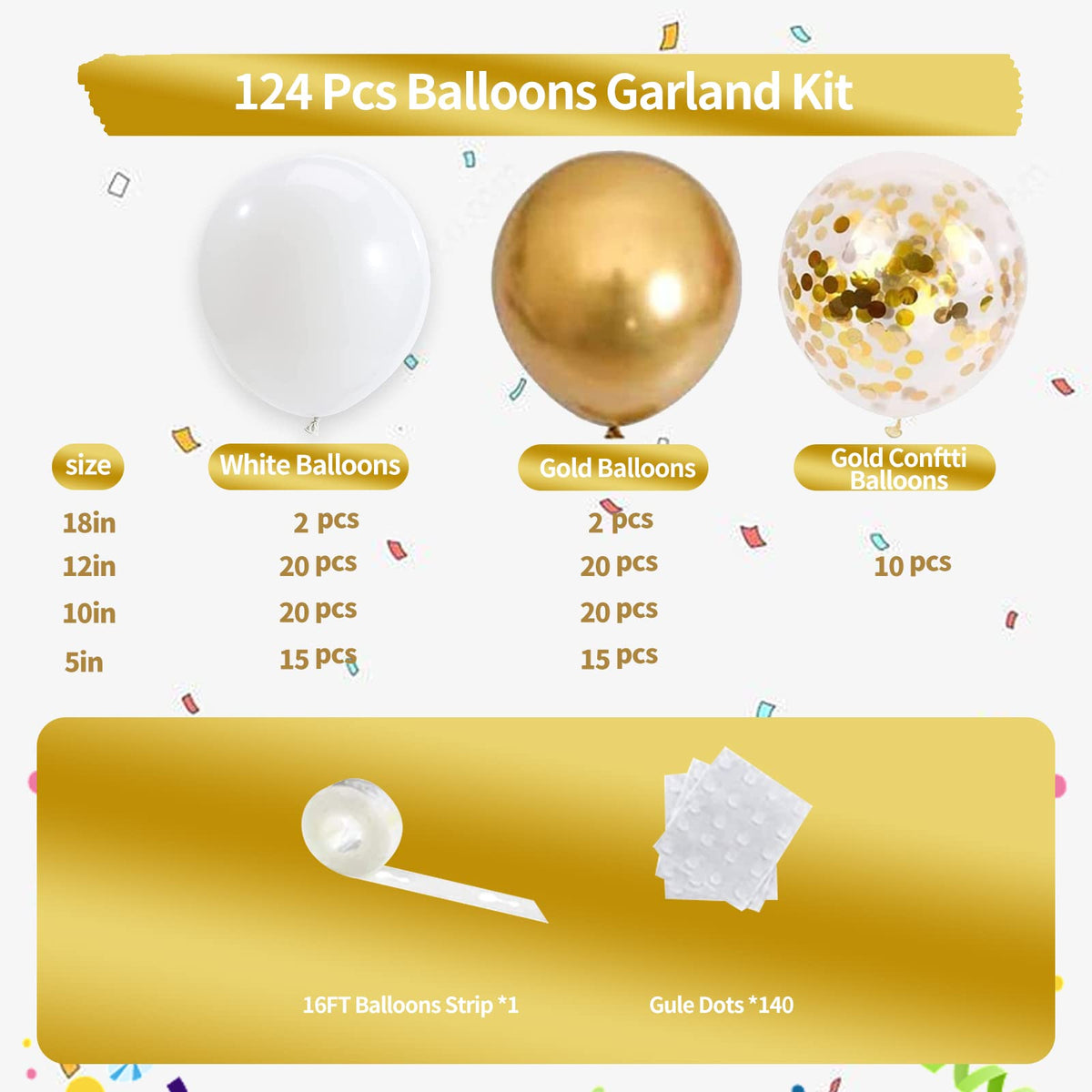 Blue and White Balloon Garland Kit, 124 Pieces