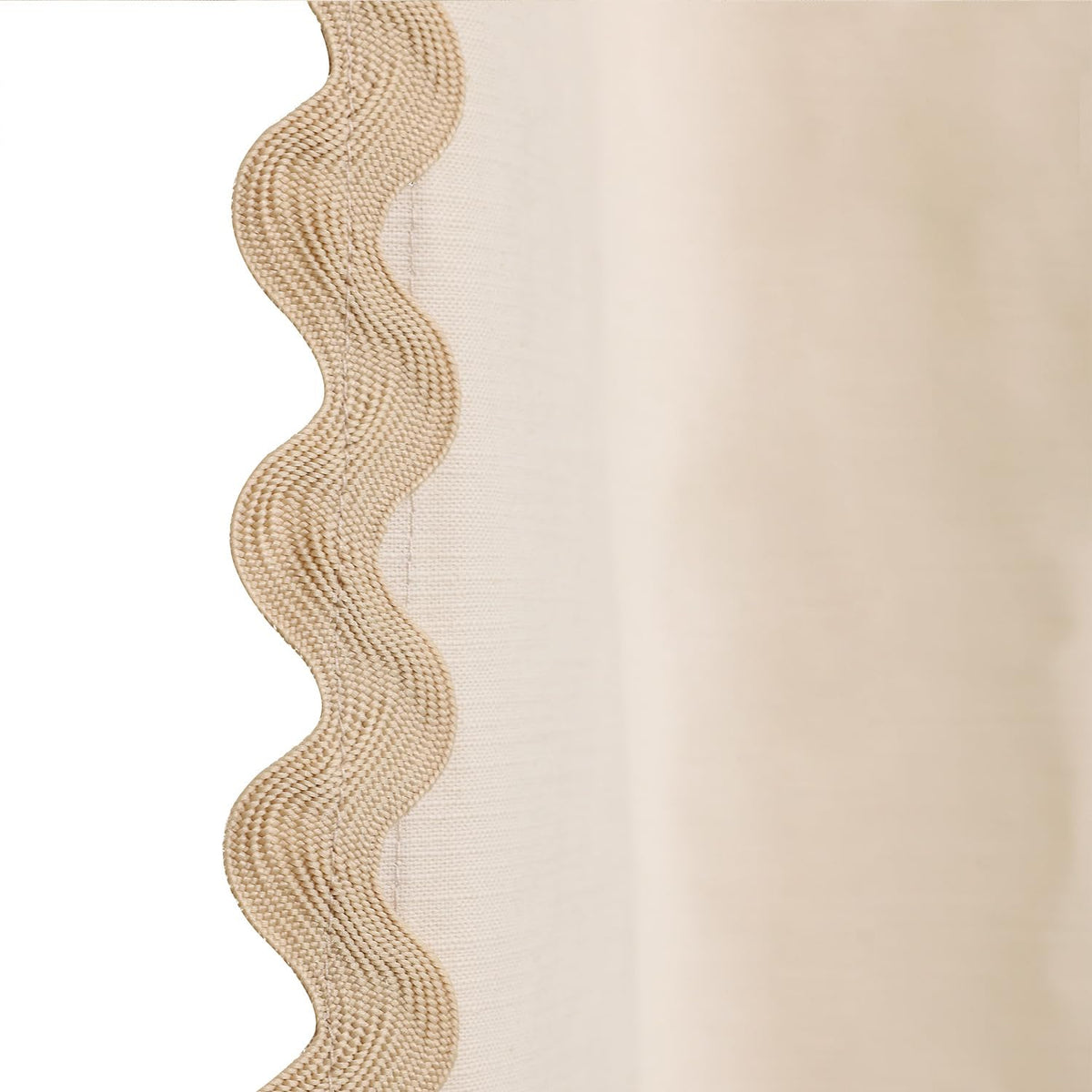 Scalloped Cotton Shower Curtain, White and Blue