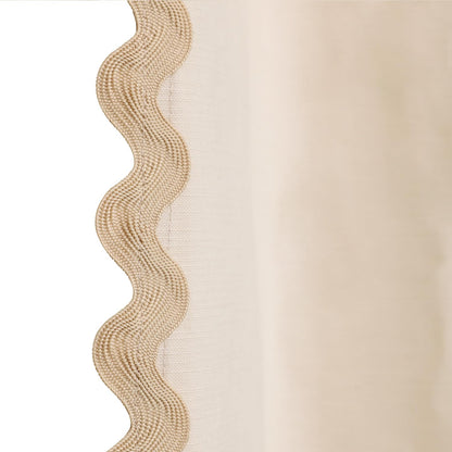 Scalloped Cotton Shower Curtain, White and Blue