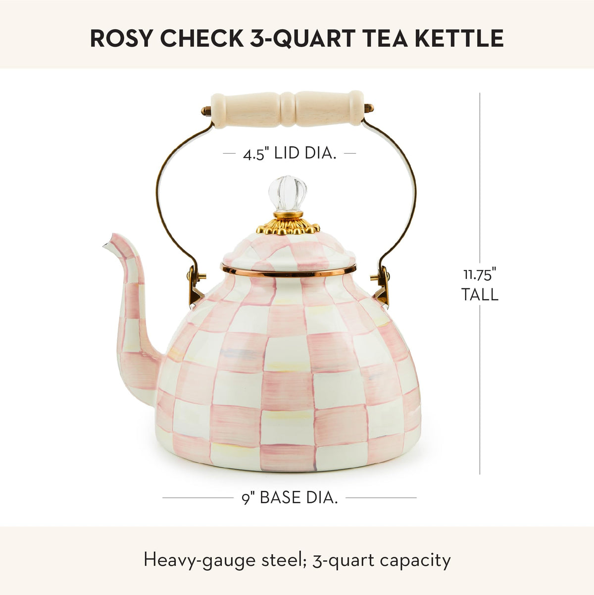 MacKenzie-Childs Enamel Tea Kettle, Royal Check