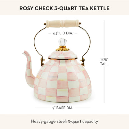 MacKenzie-Childs Enamel Tea Kettle, Royal Check