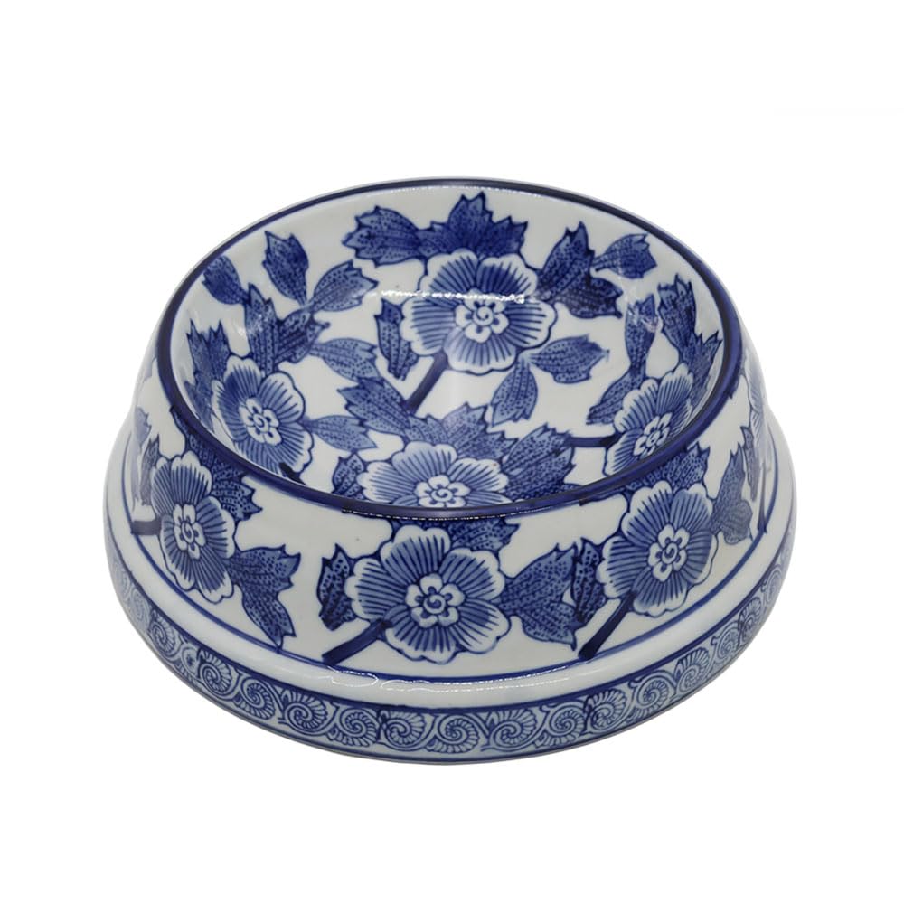 Hand-Painted Blue and White Ceramic Pet Bowl