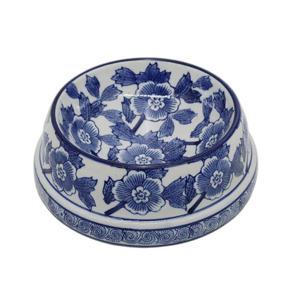 Hand-Painted Blue and White Ceramic Pet Bowl
