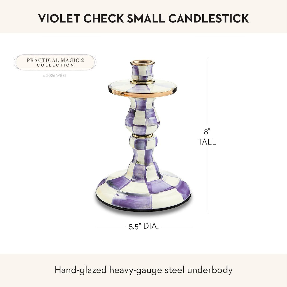 MacKenzie-Childs Sky Check Pillar Candlestick