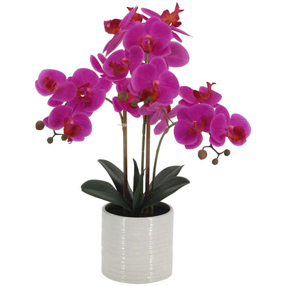 Faux White Orchid in Pot, 23 Inch