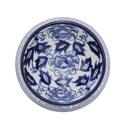 Hand-Painted Blue and White Ceramic Pet Bowl