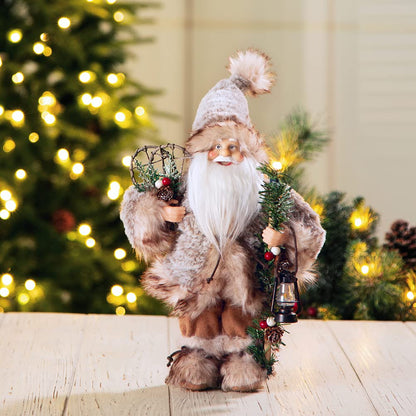 Blue Velvet Santa Figurine, 18 Inch