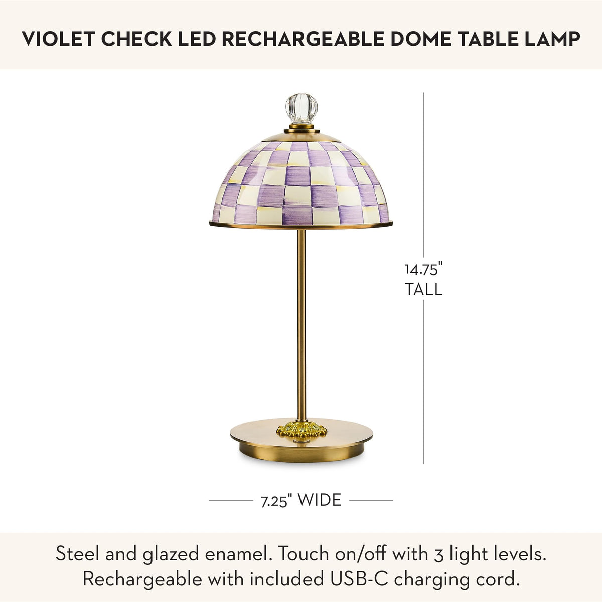 MacKenzie-Childs LED Dome Table Lamp, Sky Check
