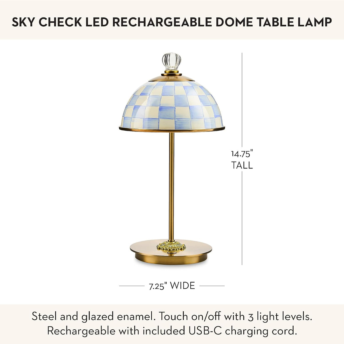 MacKenzie-Childs LED Dome Table Lamp, Sky Check