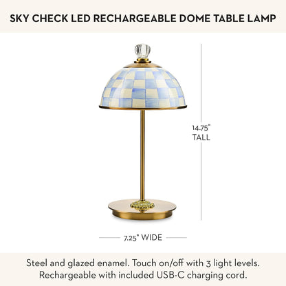 MacKenzie-Childs LED Dome Table Lamp, Sky Check