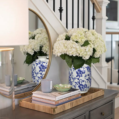 Hollyone Blue and White Chinoiserie Bottle Vase, 7 Inch