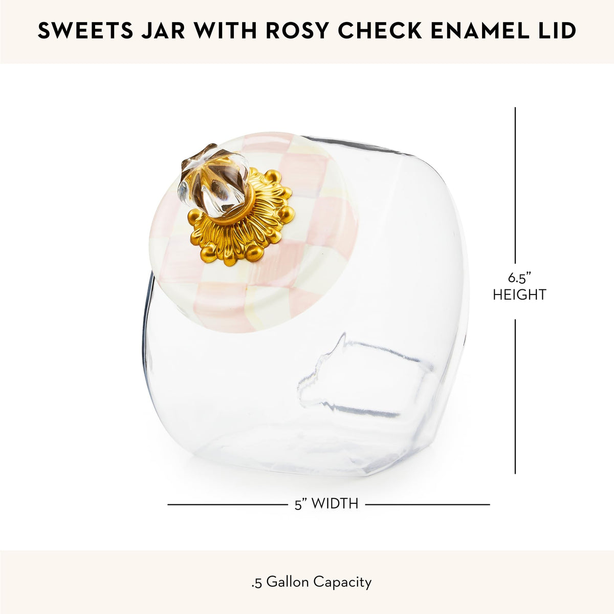 MacKenzie-Childs Glass Sweets Jar, Royal Check
