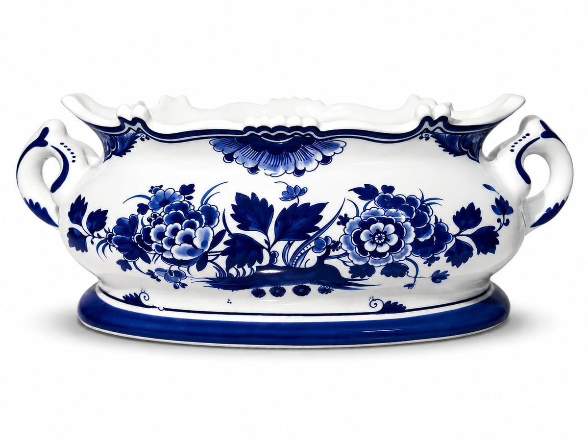 Blue and White Oval Footbath Planter