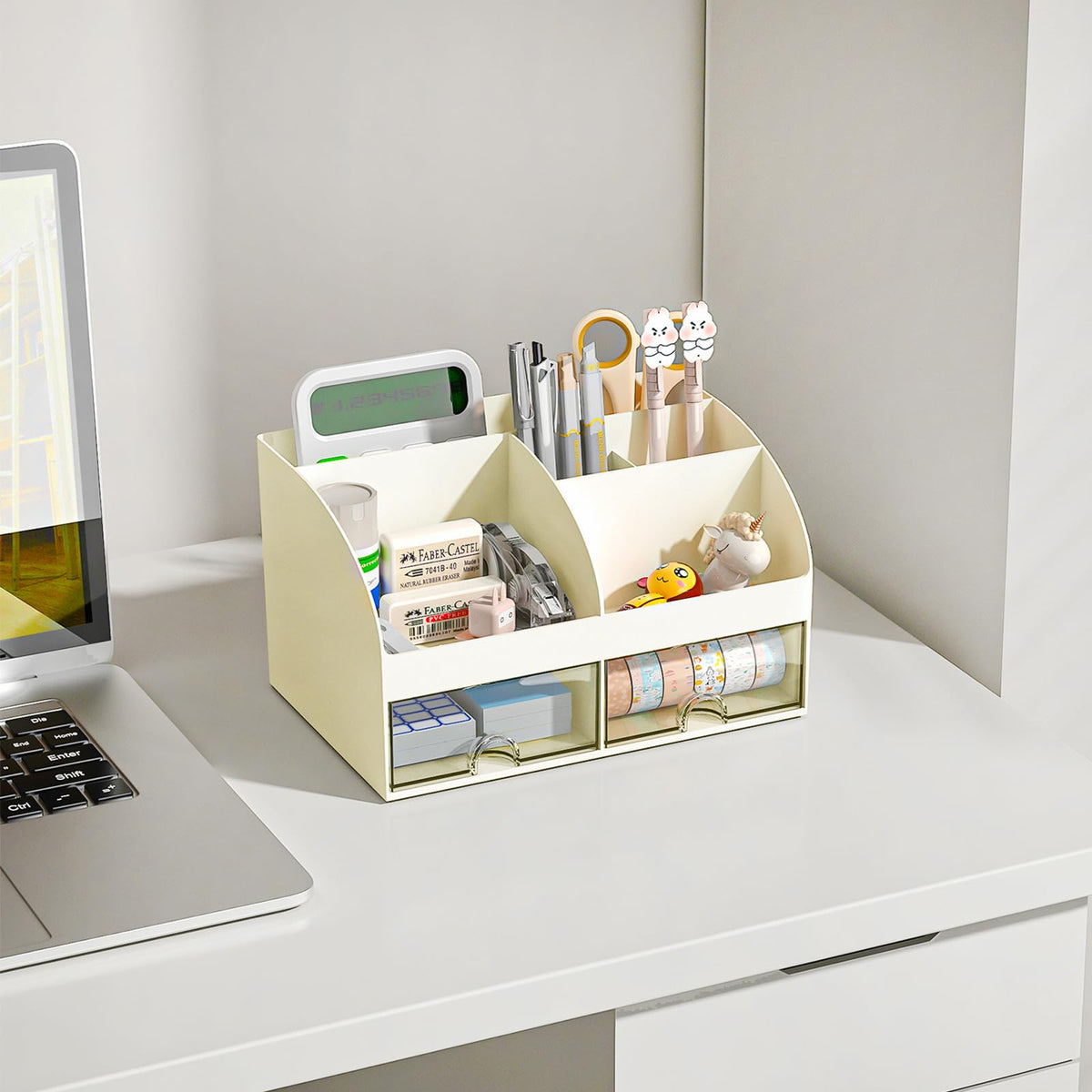 Blue Desk Organizer with 2 Drawers