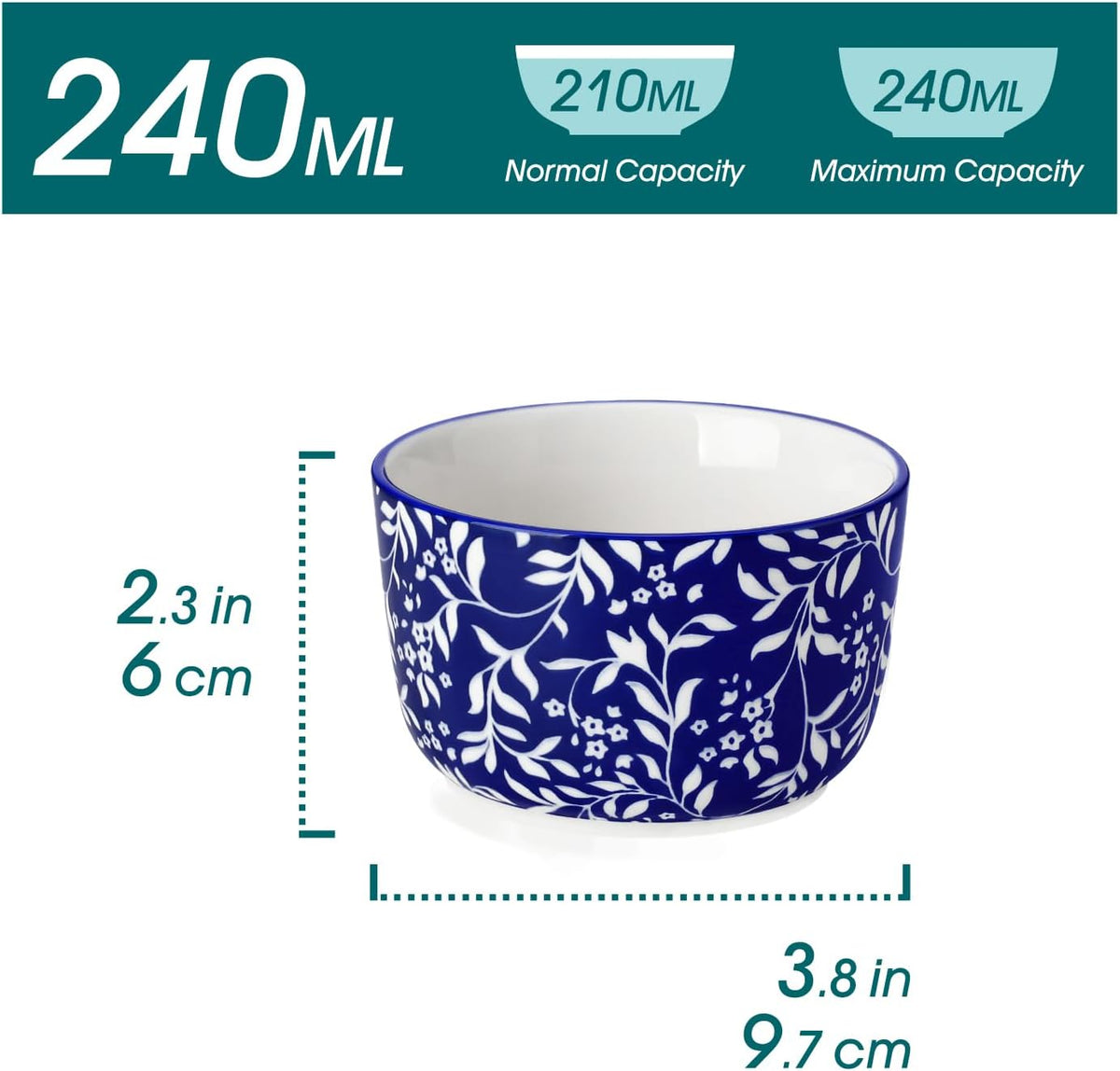 Floral Ceramic Ramekins, Set of 6