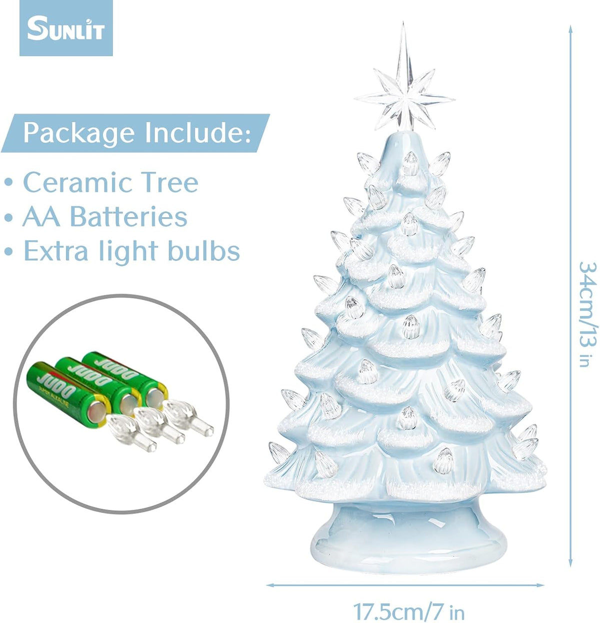 Lighted Ceramic Christmas Tree, 13 Inch