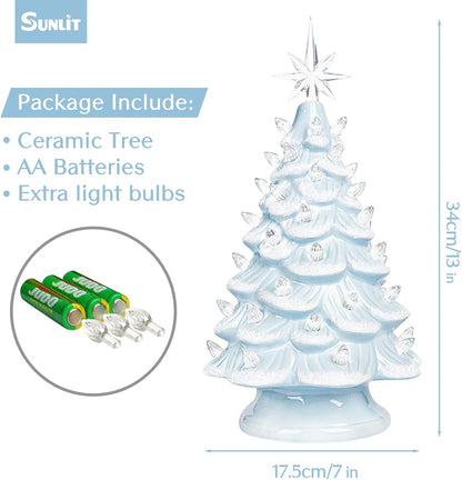 Lighted Ceramic Christmas Tree, 13 Inch