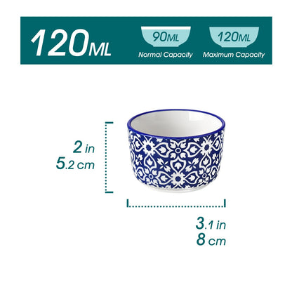 Floral Ceramic Ramekins, Set of 6