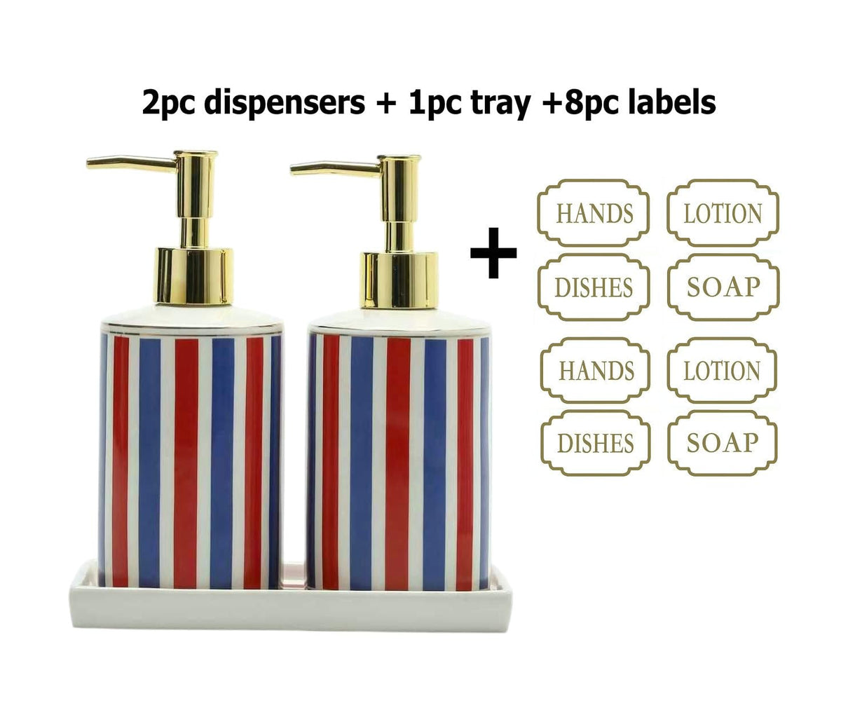 Blue and White Chinoiserie Bathroom Set, 4 Pieces