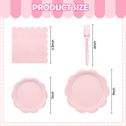 Blue Scalloped Paper Plates and Napkins, Serves 24