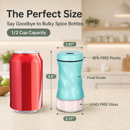 Glass Salt and Pepper Shakers, Adjustable, 4 oz, Set of 2