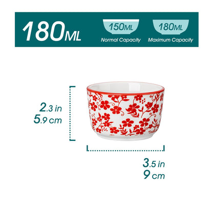 Floral Ceramic Ramekins, Set of 6