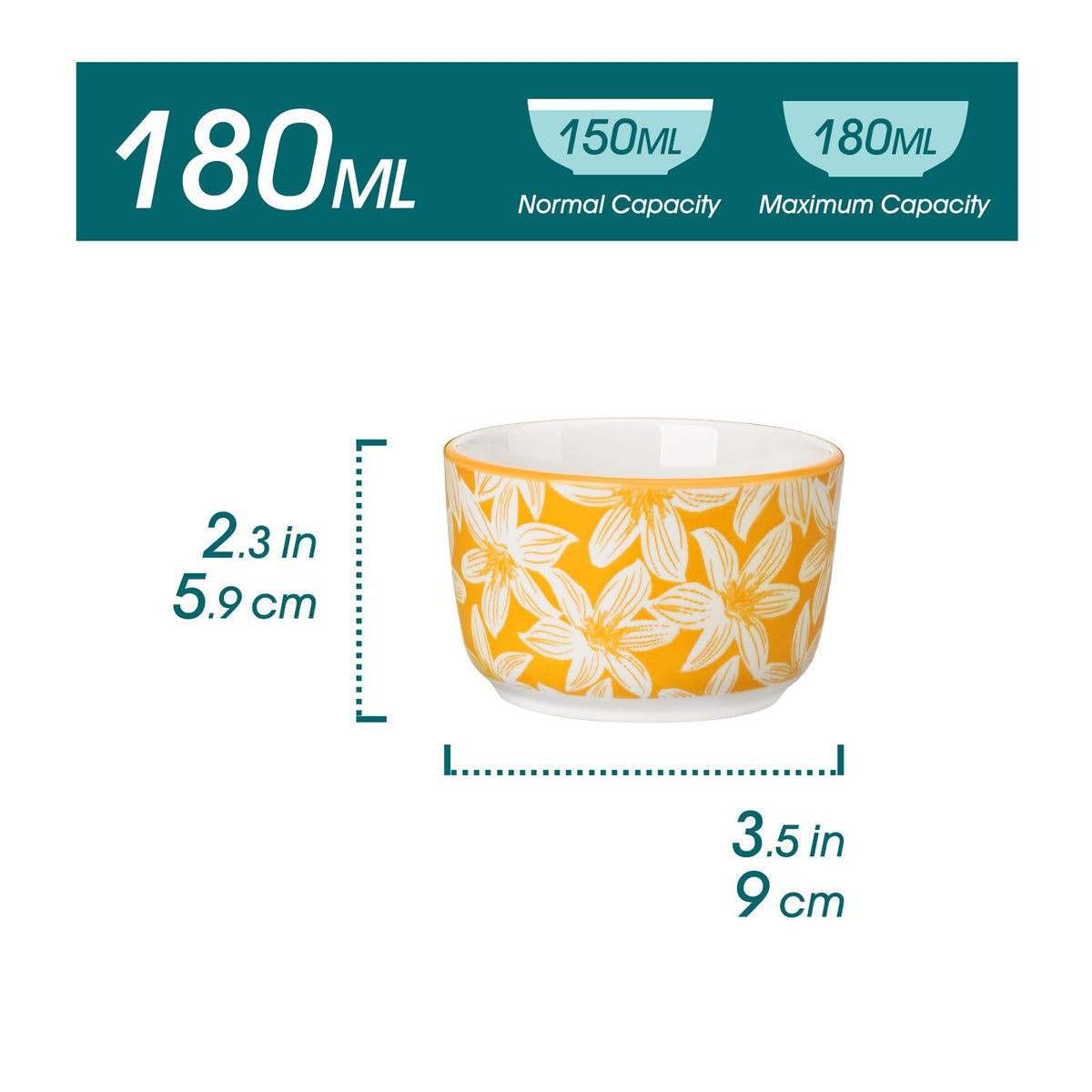 Floral Ceramic Ramekins, Set of 6