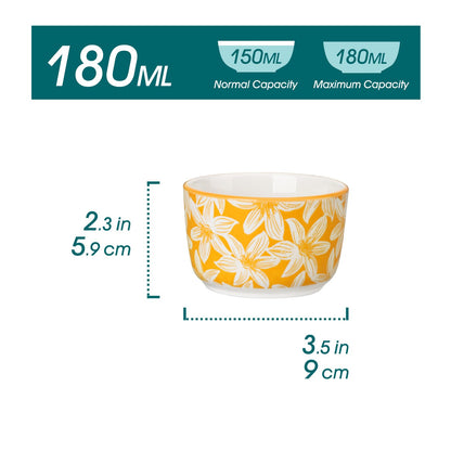 Floral Ceramic Ramekins, Set of 6