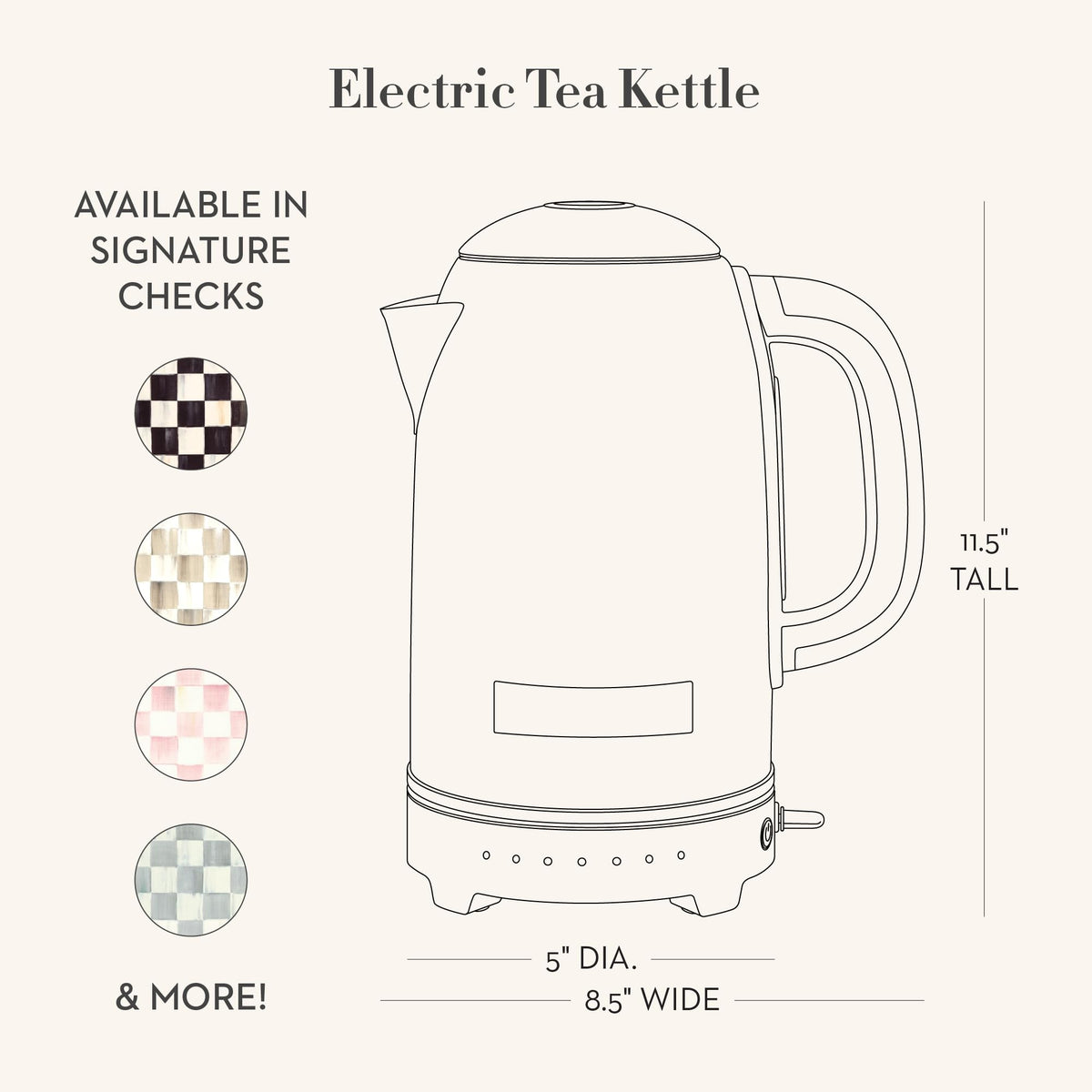 MacKenzie-Childs Electric Kettle, Royal Check