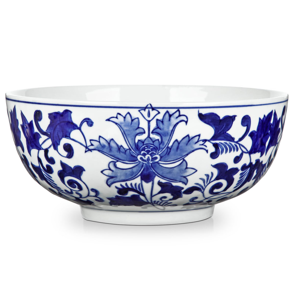 Blue and White Chinoiserie Bowl Planter, 9 Inch