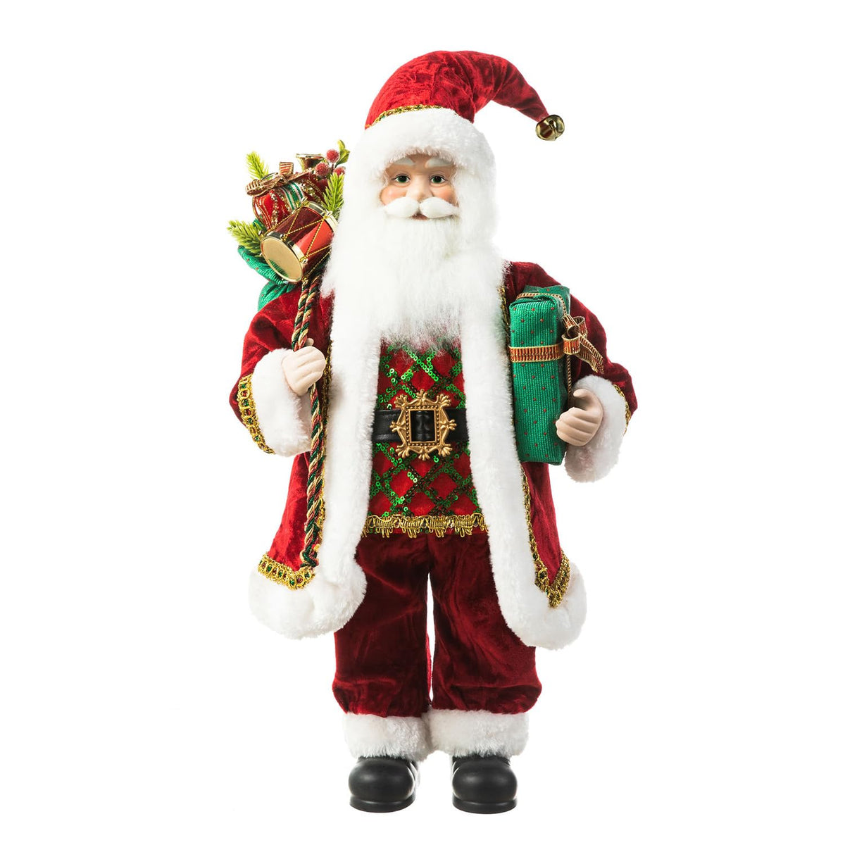 Blue Velvet Santa Figurine, 18 Inch