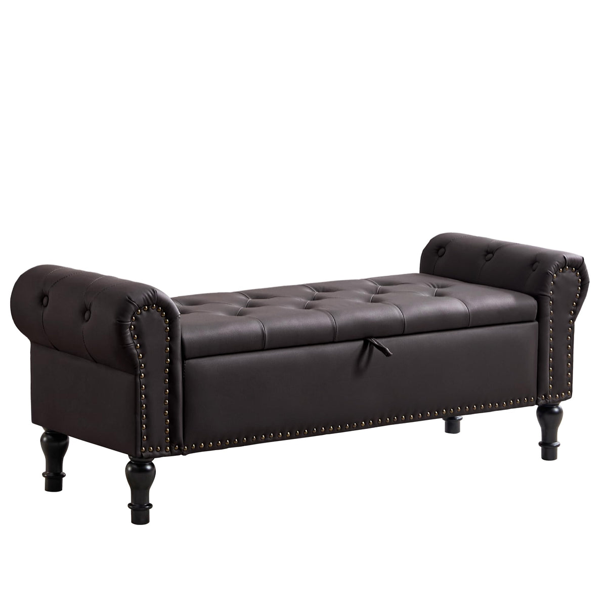 Navy Velvet Tufted Storage Bench