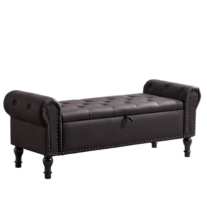 Navy Velvet Tufted Storage Bench