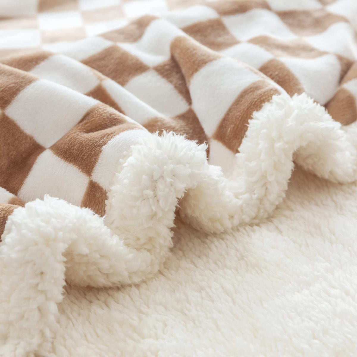 Navy Checkered Sherpa Throw Blanket