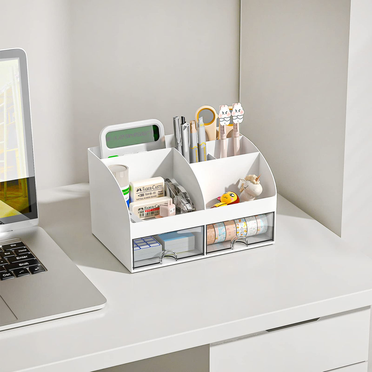 Blue Desk Organizer with 2 Drawers