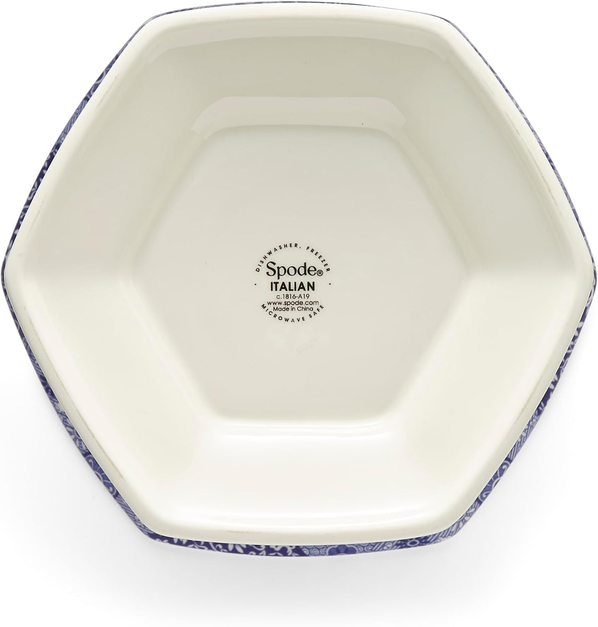 Spode Blue Italian Hexagonal Vase, 10.5 Inch