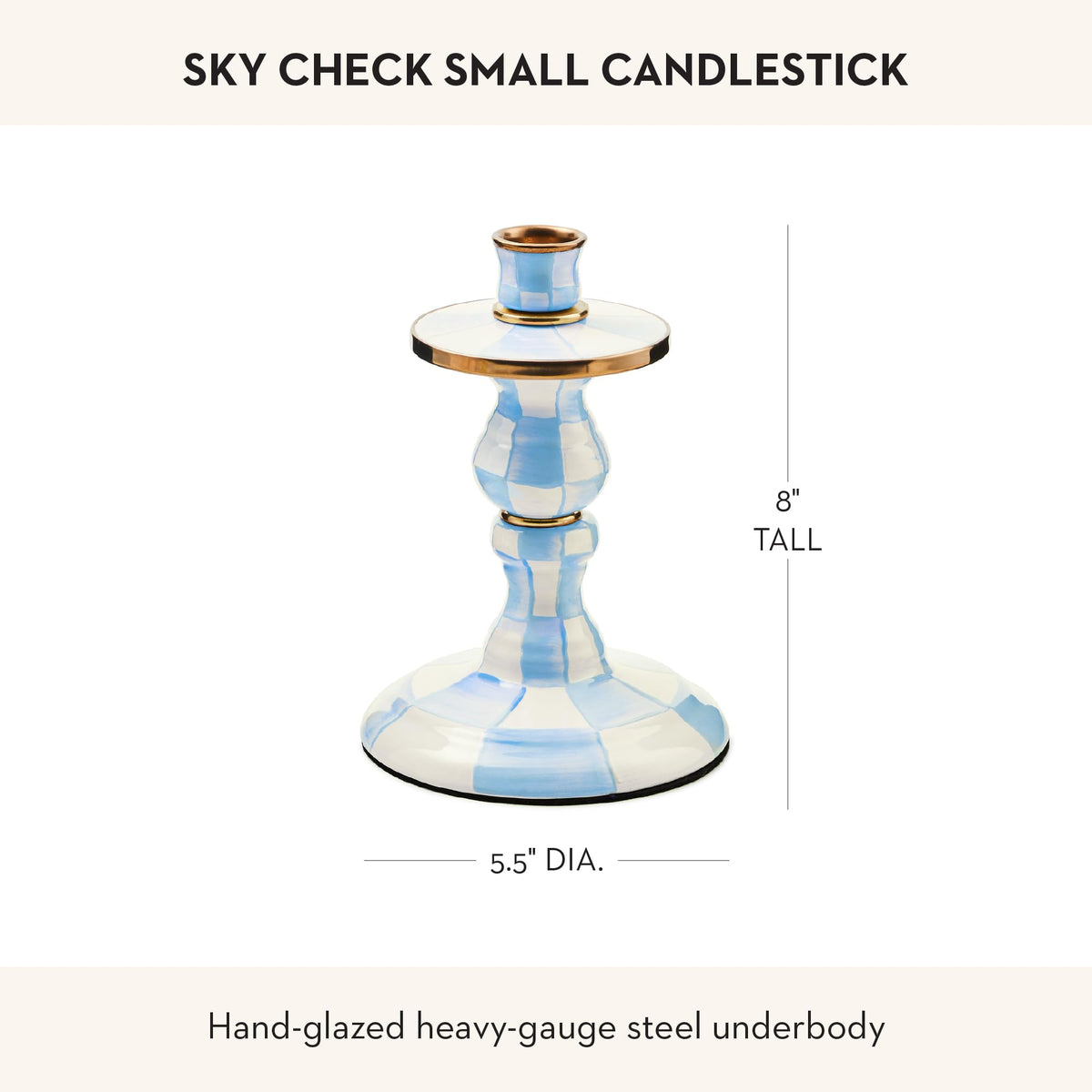 MacKenzie-Childs Sky Check Pillar Candlestick