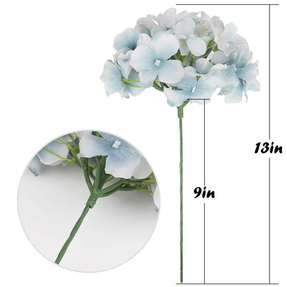 Silk Hydrangea Heads with Stems, Pack of 10