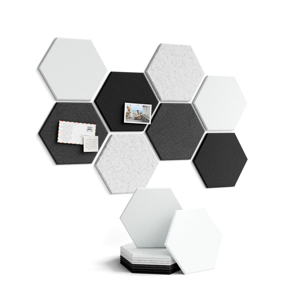 Blue Hexagon Felt Pin Board Tiles, 12 Pack