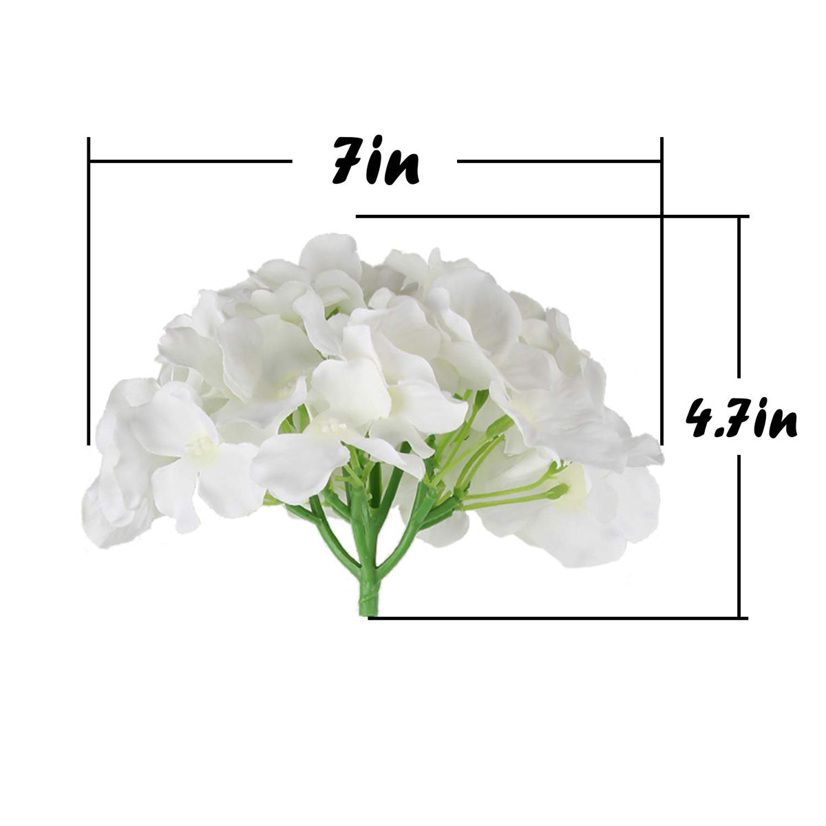 Silk Hydrangea Heads with Stems, Pack of 10